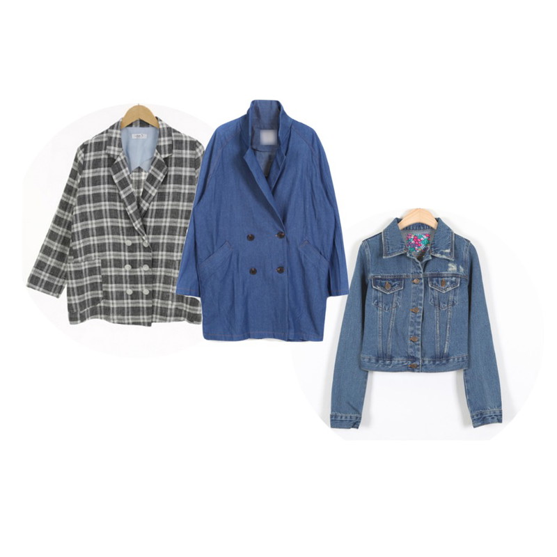 유앤미 데님트윌자켓,유앤미 061 blue denim JK(재입고),브라운버니 always jacket(체크주문폭주)등을 매치한 코디