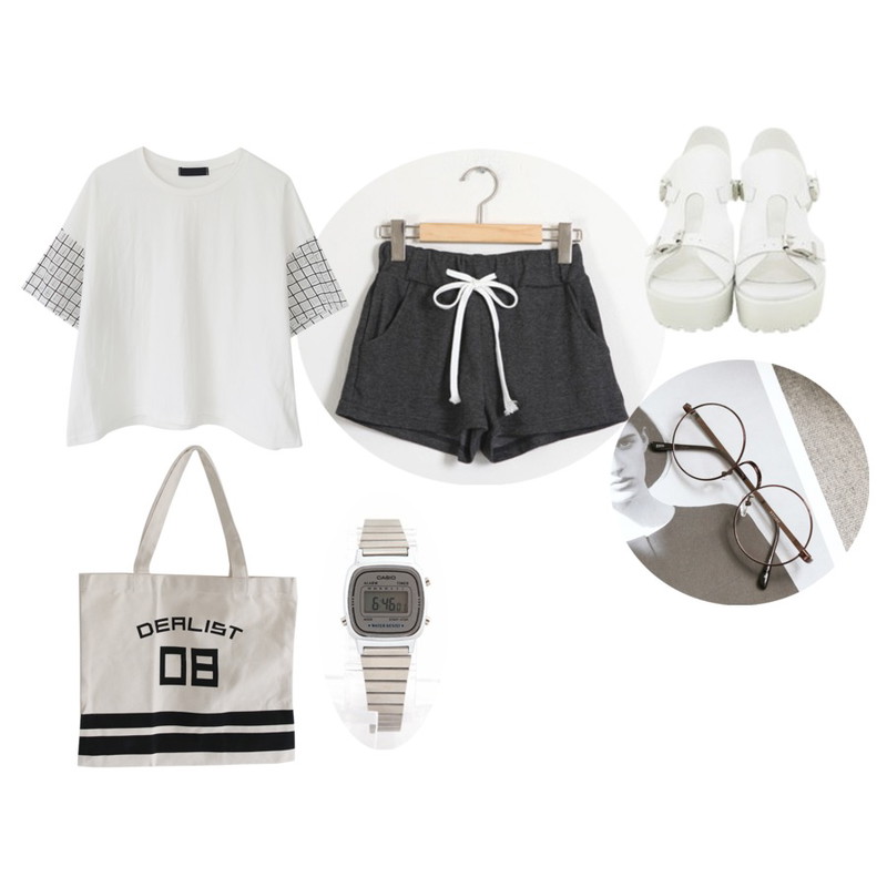 브라운버니 belted clipper,유앤미 Basic training pants,Rough & Detail arm mesh crop, t등을 매치한 코디