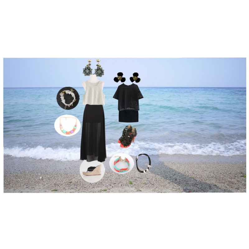 바다,봉자샵 커버드체리(기본미니스커트),MONOBARBIE [RS1308] 에리핀White/Beige/Pink/Blue/Black 10.6cm등을 매치한 코디