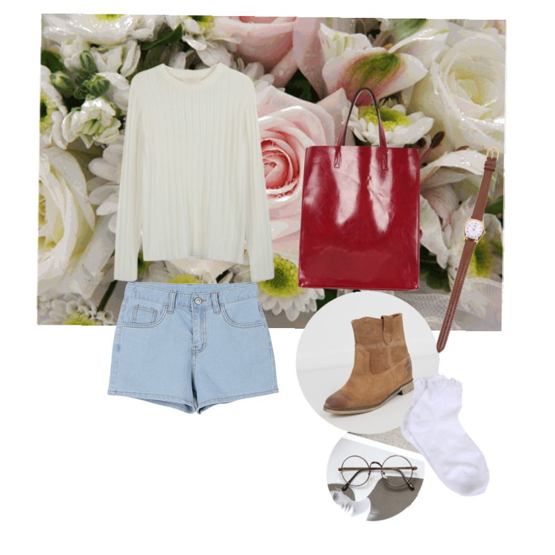Untitled,Rough & Detail circle, glasses,daily monday Grang denim short pants[반바지,데님,숏팬츠,팬츠,바지]등을 매치한 코디