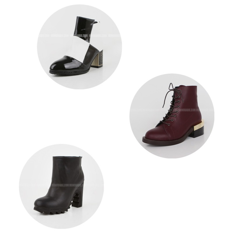 MONOBARBIE [RB1145] 유벤토Black 10cm,MONOBARBIE [RB1148] 로필린Wine/Black 5cm,MONOBARBIE [RB1146] 라앤크White/Black 6.5cm등을 매치한 코디