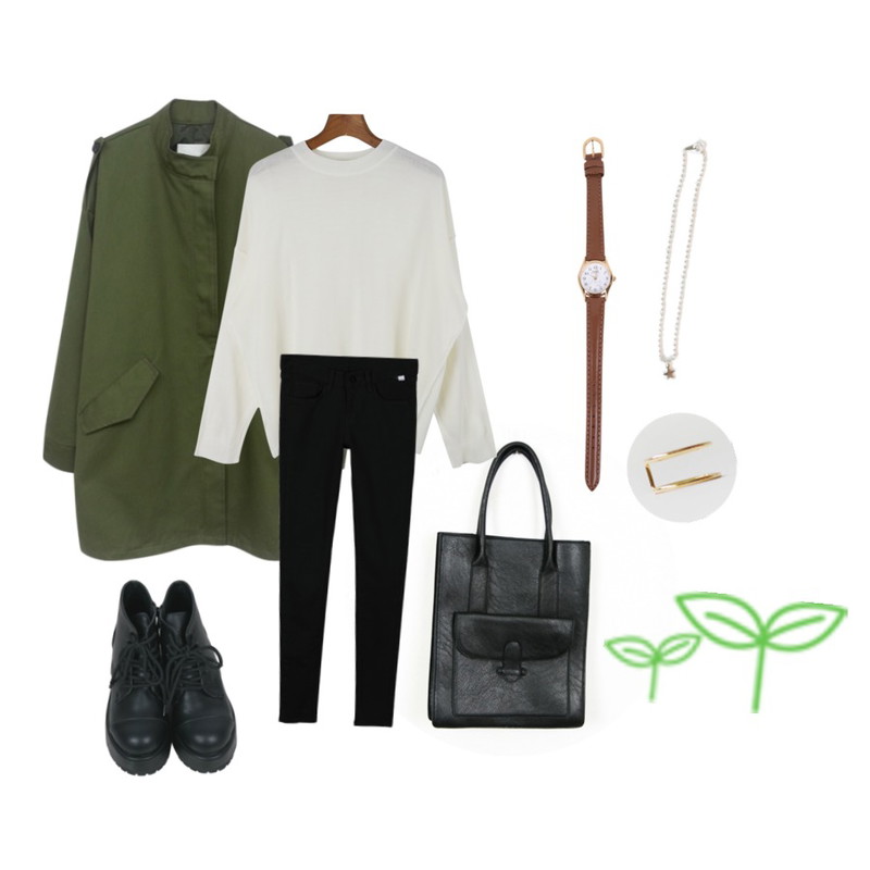 daily monday Smooth crew neck knit[니트,가을니트,여자니트,스웨터,여자스웨터],SALON DE BYME big pocket bag (2colors!) 재입고▲,Rough & Detail guild field, jp등을 매치한 코디
