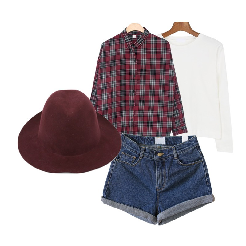 Rough & Detail basic high short, pt,MISS PRESIDENT 보잉 (4color)[NB]톤다운된 컬러감으로 내추럴한깔끔한 체크패턴 남방,daily monday Indie crop tee[컬러티,기본티,긴팔티,하이넥,하프넥,티셔츠,베이직티셔츠]등을 매치한 코디