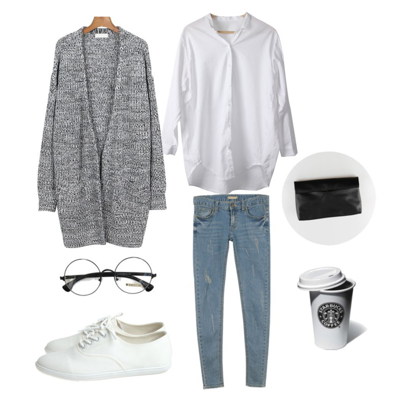 Rough & Detail basic new loa flat, shoes,daily monday Scratch washing danim pants[워싱,데님,스키니,청바지,여자스키니,여자청바지,빈티지],Prost J 타임 블라우스 (2colors)등을 매치한 코디