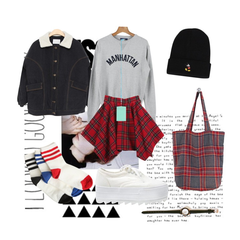 템플릿,daily monday Manhattan knit[맨하탄,니트,기본니트,가을니트,가을탑],MISS PRESIDENT 양털 (2color)[Jumper]귀여운 양털 카라디자인의두툼한 두깨감의 청점퍼등을 매치한 코디