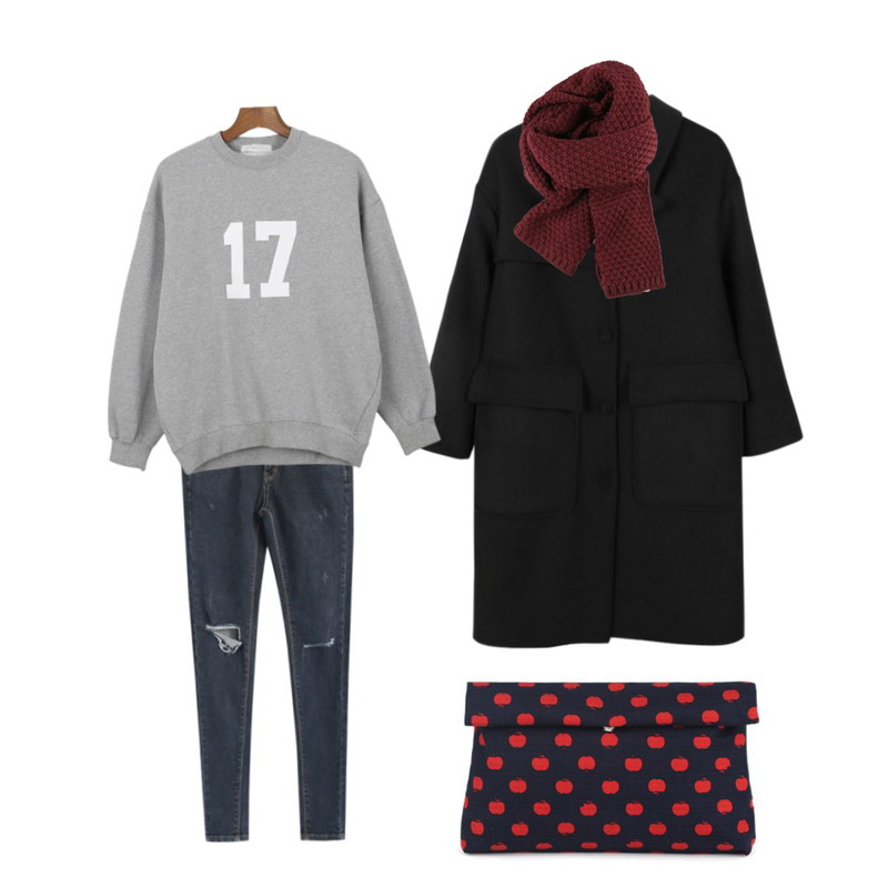 Rough & Detail deep knee open skinny, pt,daily monday [머플러이벤트]Basic waffle weave muffler,daily monday Max straight color coat[맥스스트레이트컬러코트,코트,기본코트,와인코트,빈티지코트,롱코트]등을 매치한 코디
