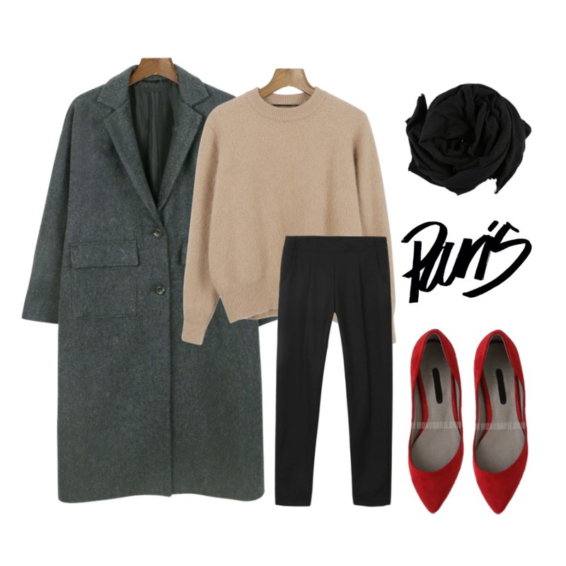 daily monday [머플러이벤트]Cover relaxing muffler[머플러,목도리,무지,악세서리,겨울아이템],daily monday Full angora knit[풀앙고라니트,니트,앙고라,앙고라니트],daily monday Harvard clean long coat[하버드클린롱코트,롱코트,울코트,기본코트,깔끔한코트,베이직코트]등을 매치한 코디