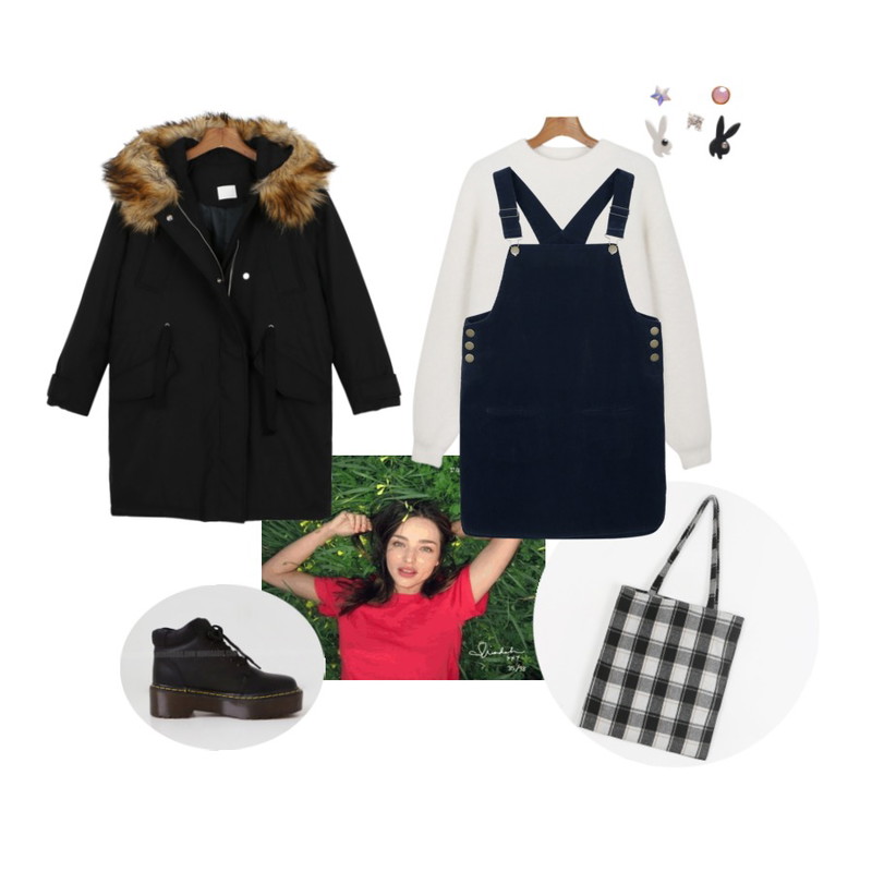 Untitled,daily monday Mono check eco bag[에코백,크로스백,가방,백],daily monday Angora 90 half neck knit[앙고라니트,하프넥니트,니트,앙고라,하프넥,뽀송이]등을 매치한 코디