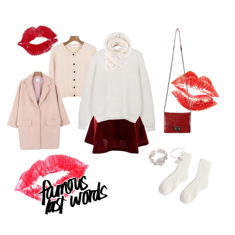 red lip,lips,red rip등을 매치한 코디