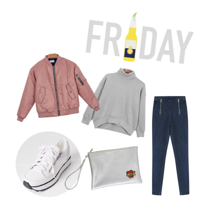 TGIF,Rough & Detail napping high zipper skinny,pt,daily monday Soft pola man-to-man[폴라맨투맨,맨투맨,폴라,티셔츠,티,탑]등을 매치한 코디