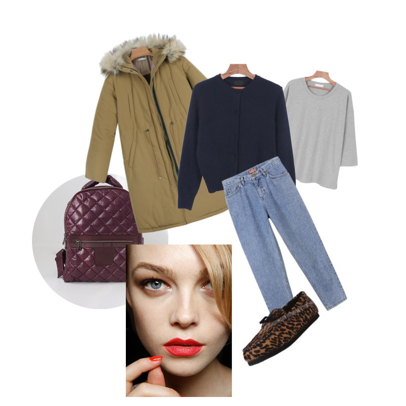 MONOBARBIE ,daily monday Long basic padding jumper[롱베이직패딩점퍼,롱패딩,패딩점퍼,따뜻한패딩,패딩,점퍼,봄버],daily monday Page simple tee등을 매치한 코디