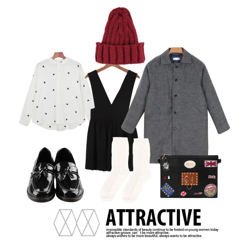 daily monday Mini-Chouette one-piece,daily monday Elephant needlepoint shirts[셔츠,탑,남방,차이나셔츠,자수셔츠,코끼리자수],daily monday Inner padding single coat등을 매치한 코디