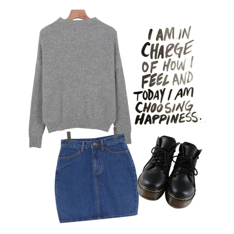 daily monday Martin cushion ankle walker[워커,신발,슈즈,마틴,앵클워커],daily monday Cotton candy turtle neck knit,MIND ME 마카롱[Skirt]등을 매치한 코디