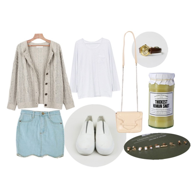 Rough & Detail cross wing 10set, earring,Rough & Detail pocket, t_white,daily monday V-stripe wing slip-on등을 매치한 코디