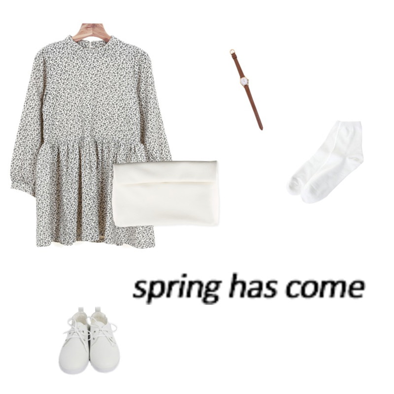 daily monday Black&white shoes,daily monday Rolling and roll clutch[클러치,롤클러치,롤업,가방,백],Zemma World Nicole onepiece [2/6 이후 순차적발송]사랑스러운 잔잔한 꽃원피스-감성가득담은 베이비돌원피스♥등을 매치한 코디