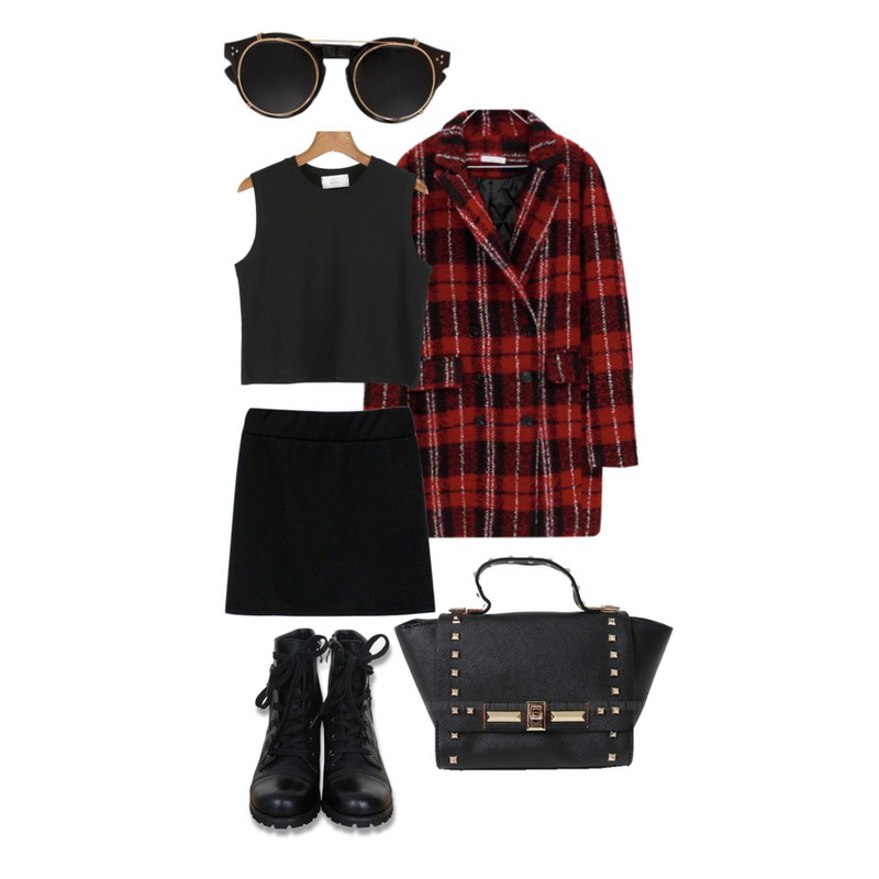 daily monday Daily crop sleeveless,Rough & Detail check big, ct_red,Zemma World VIVIEN (워커힐)등을 매치한 코디