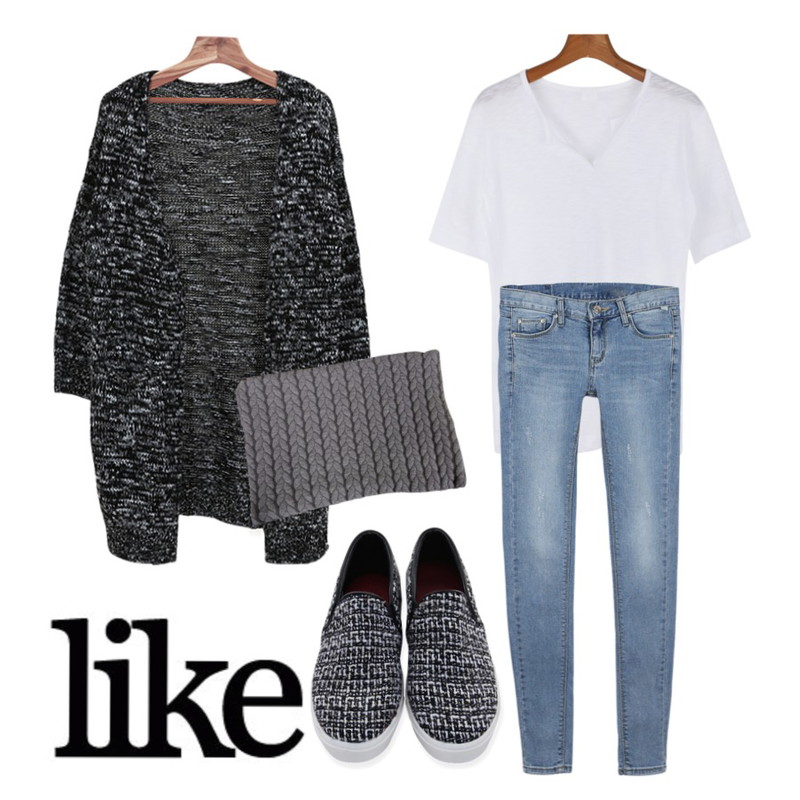 Untitled,daily monday Front open slab tee,Zemma World Loose long cardigan루즈한 실루엣이 네츄럴~롱가디건롱~한기장의 보카시가디건!♥ 등을 매치한 코디