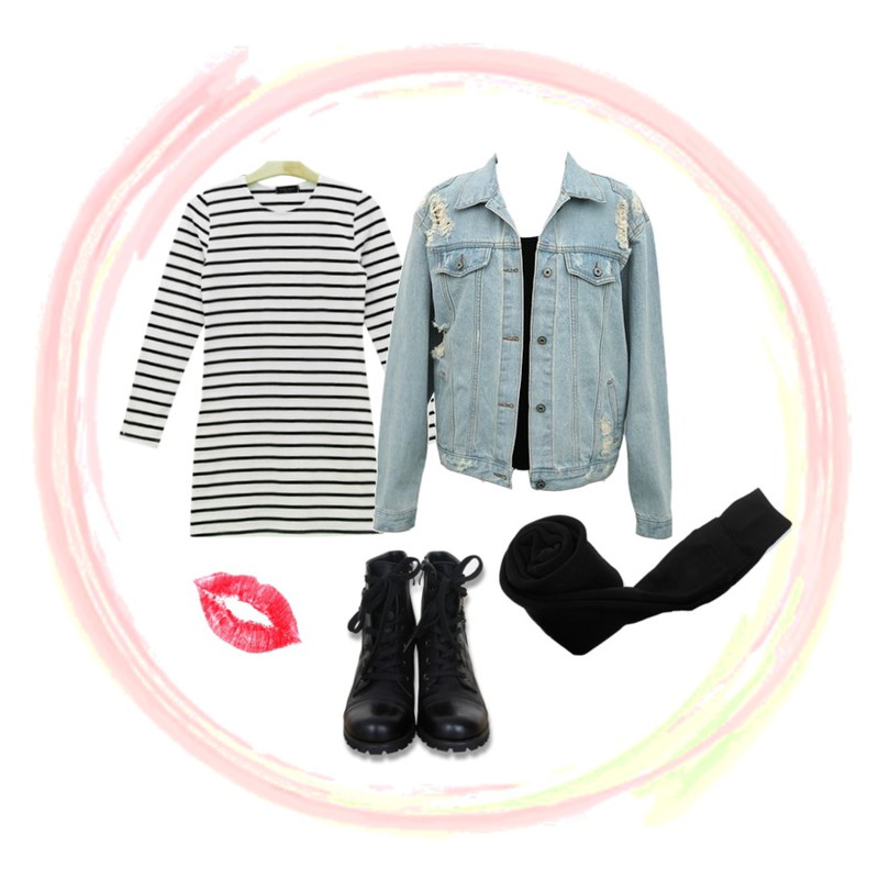 circle,Brownbunny long stripe(주문폭주),Zemma World VIVIEN (워커힐)등을 매치한 코디