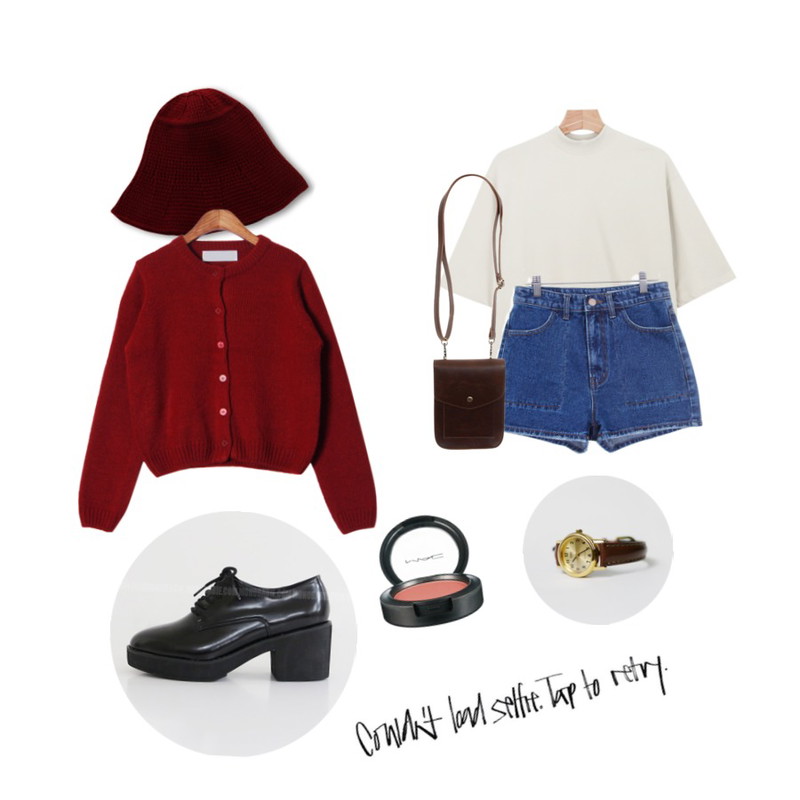 Zemma World Basic color cardigan,Zemma World 꼬깔-비니,daily monday Half-neck 1/2 t-shirt등을 매치한 코디