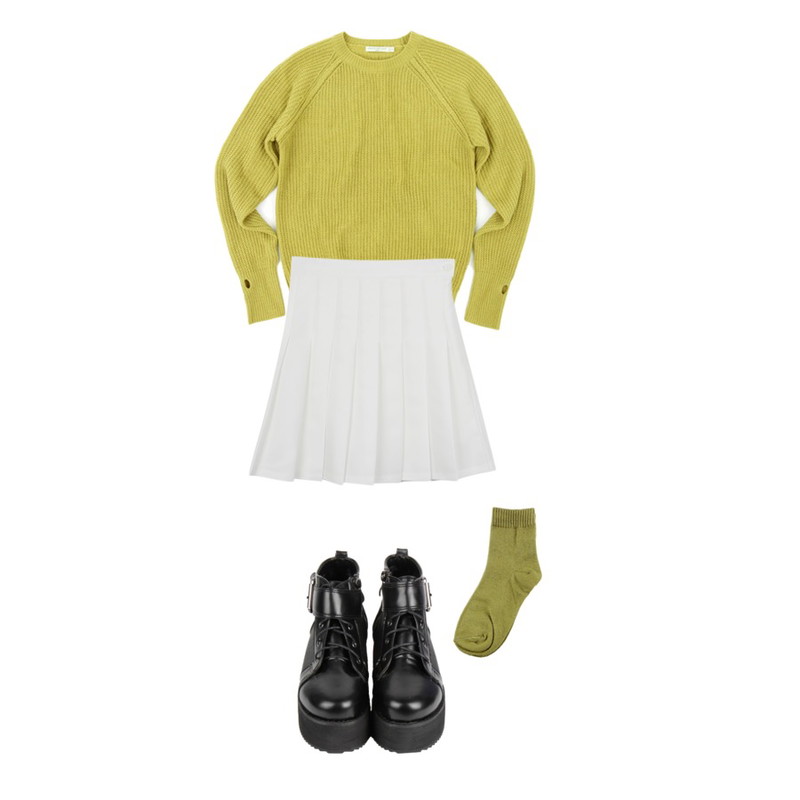 MIND ME 카이로  ,biznshoe [adam\'s fig leaf] Warmer knit (10color)* 남녀공용,daily monday Spring pleats skirt등을 매치한 코디
