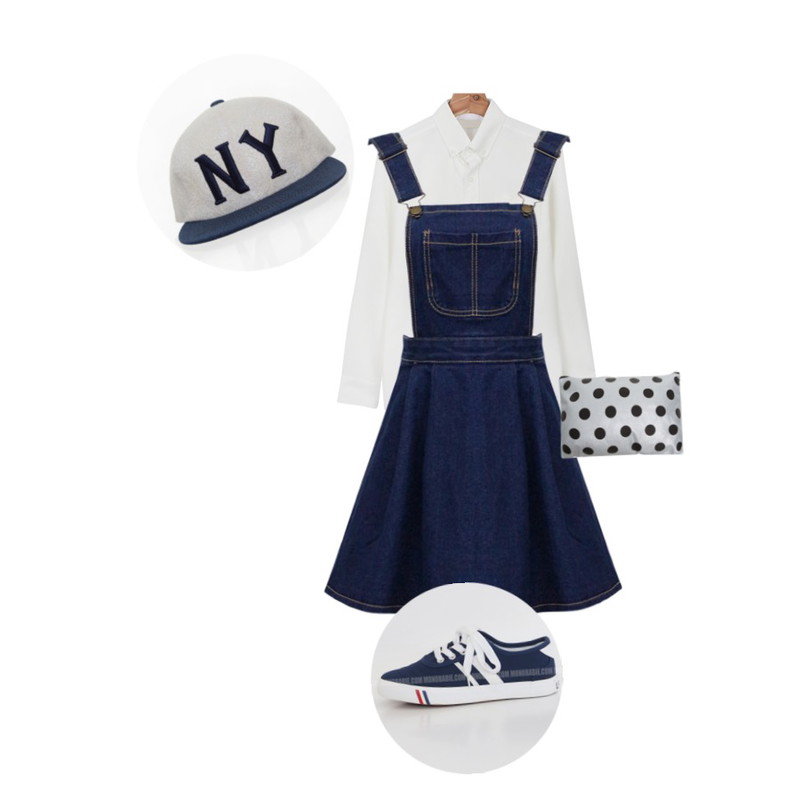 daily monday Pocket button shirt,MIXXMIX Lace Denim,Rough & Detail flare suspenders, sk_blue등을 매치한 코디