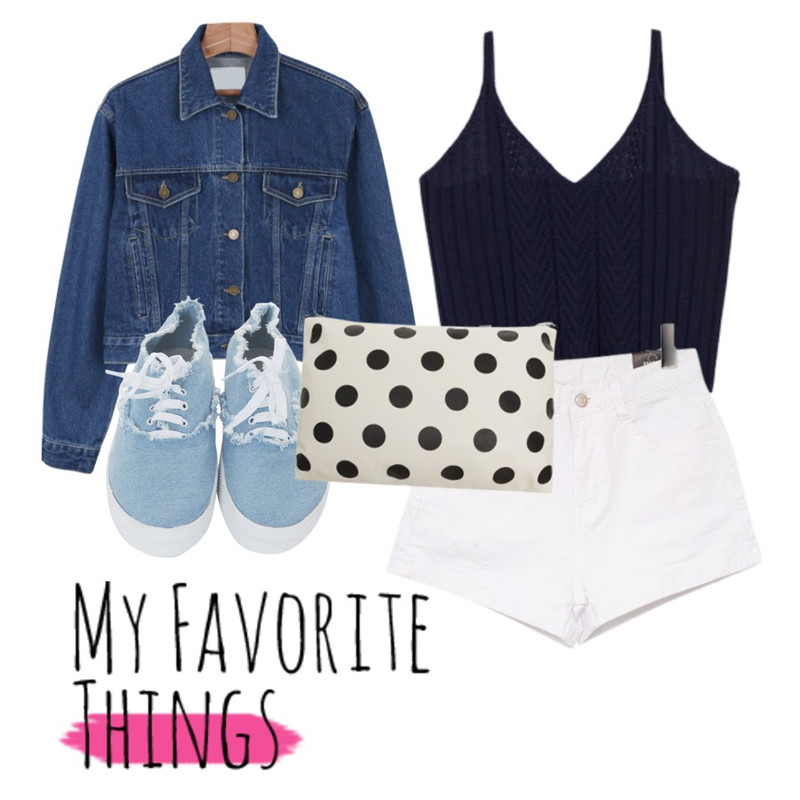 Zemma World 데님-로우 (shoes),daily monday Boxy short denim jacket,MIXXMIX 베이직 니트 뷔스티에등을 매치한 코디