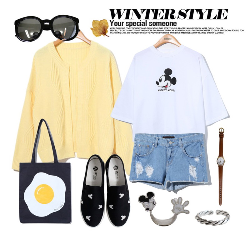 Untitled,Reine Lollipop Light Cardigan,Rough & Detail mouse slip-on, shoes_black등을 매치한 코디