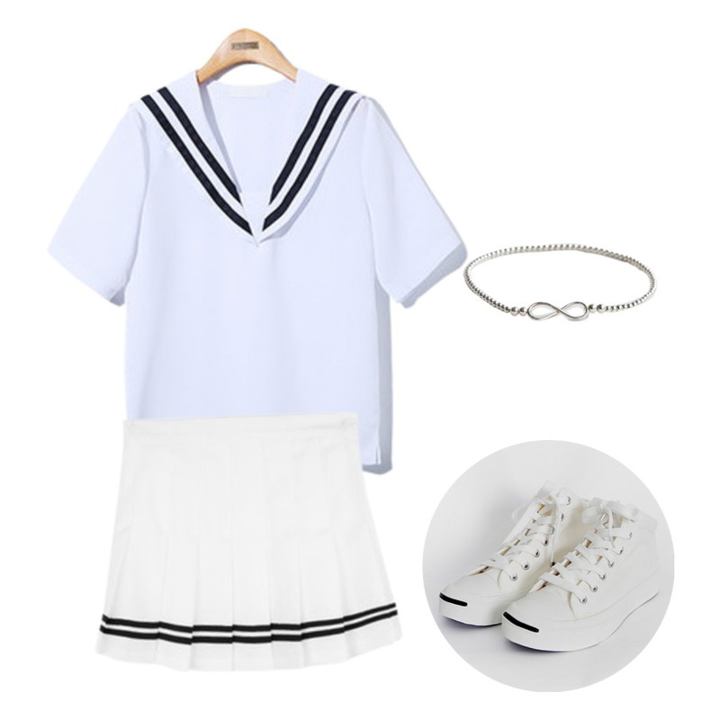 MIXXMIX 포인트 라인 테니스 스커트민트 컬러추가,Reine Lulu Sailor Collar Blouse,TODAY ME [shoes]스머프 슈즈등을 매치한 코디