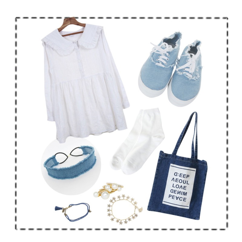 Untitled,Zemma World Angel onepiece,TODAY ME [hair acc]데님 헤어밴드등을 매치한 코디