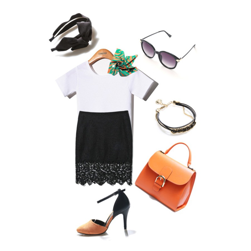 Reine Lovely Lace Skirt,Reine Stay Me Sunglasses,Reine Toto Slim Crop Tee등을 매치한 코디