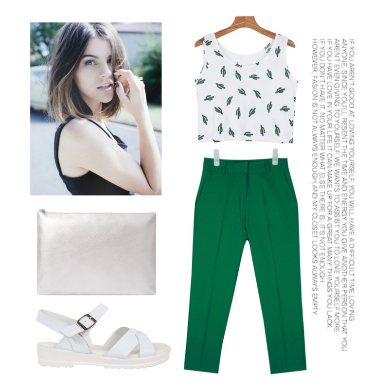 -,daily monday Cactus sleeveless,AIN simple slim fit slacks (3 colors)등을 매치한 코디