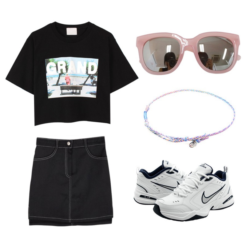 Reine Bohemian Ankle Bracelet ,common unique [SKIRT] UNBAL STITCH SKIRT,biznshoe Grand tee (3color)등을 매치한 코디