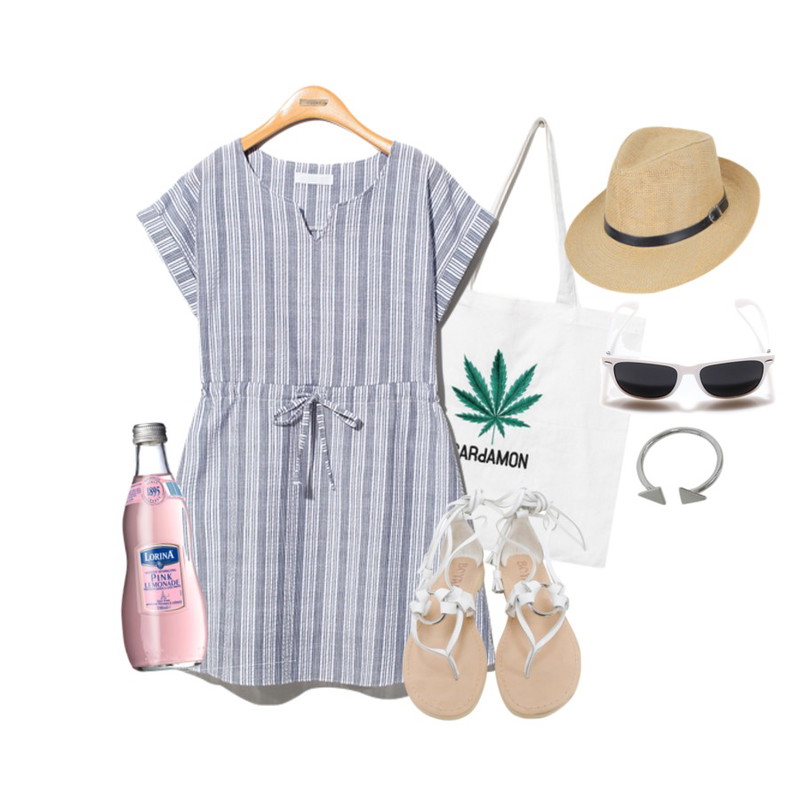 Reine Cardamom Square Eco Bag,Rough & Detail leather laceup sandals, shoes_white,Reine Flute Melody Yopy Onepiece등을 매치한 코디