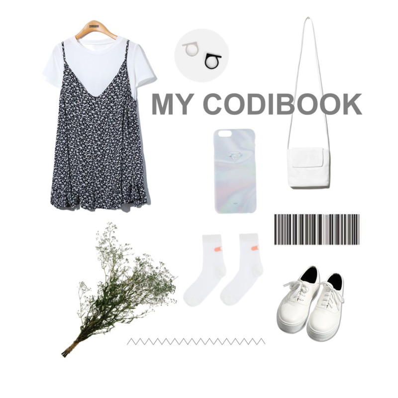 Reine Date Flower Onepiece Set,common unique [SHOES] SKIN SHOES,Reine Mini Leather Cross Bag등을 매치한 코디