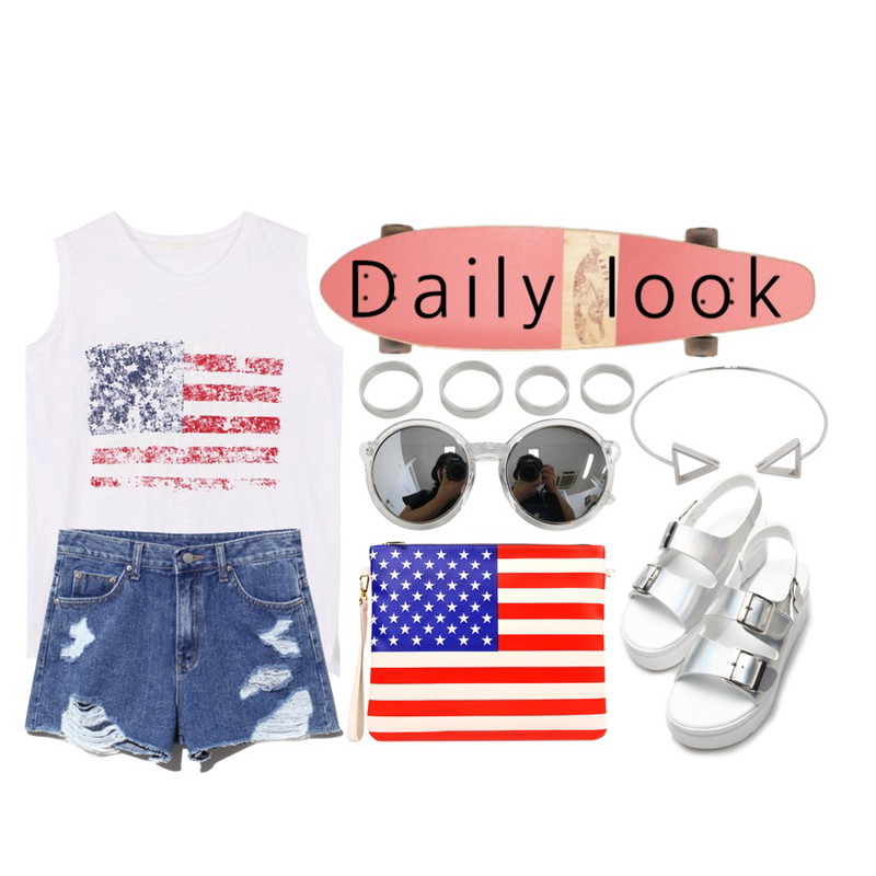 Pink Cruiser Board,biznshoe USA sleeveless (3color),Reine Dressy Belt Point Sandal등을 매치한 코디
