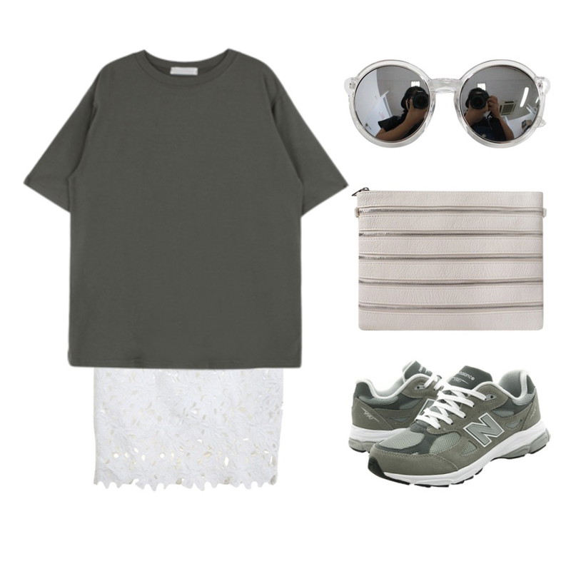 Zemma World Flower lace skirt,Player 뉴발란스 KJ990GRG 그레이 스카치 (NEW BALANCE KJ 990 GRG) KJ990GRG  신발  운동화 뉴발란스 ,MIXXMIX 크렌 데일리 티셔츠등을 매치한 코디