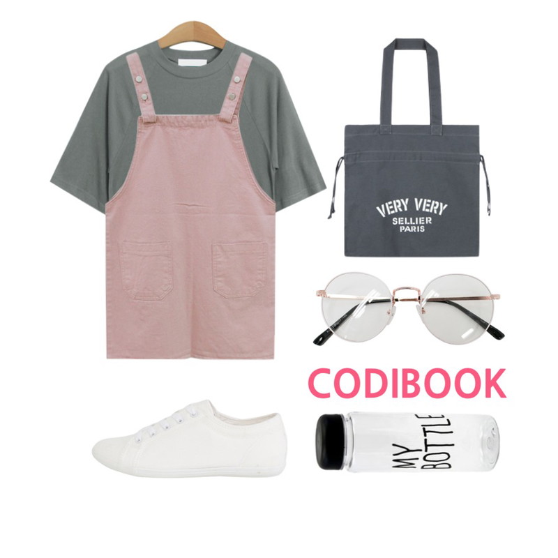TODAY ME [tee]트레인 티,MIXXMIX 베리 베리 에코백,Rough & Detail cookie overalls, ops-strawberry등을 매치한 코디