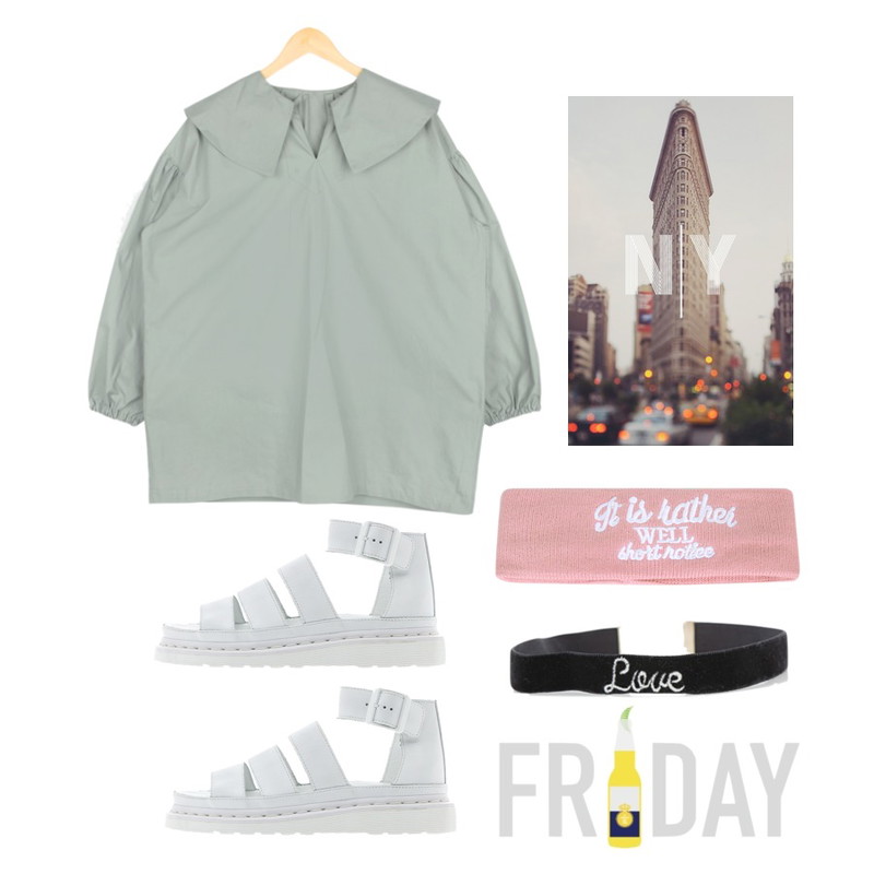 TGIF,NY,AIN sailor puff ops (2 colors)등을 매치한 코디