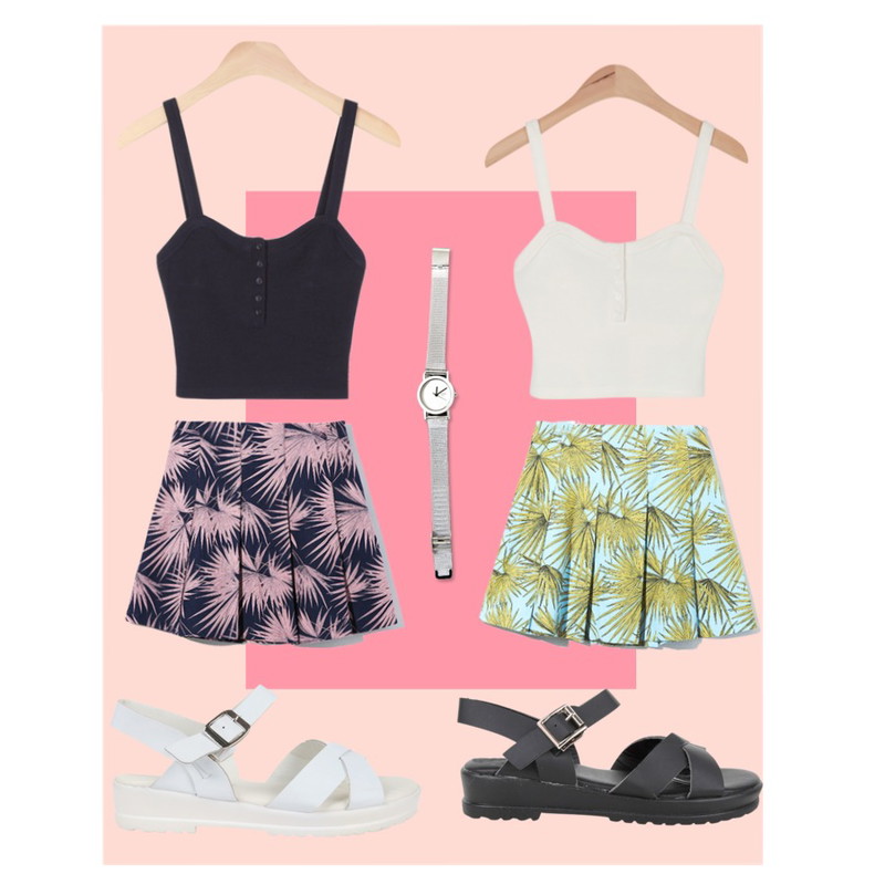 Peach,Pink,Reine Coconut Pleats skirt 등을 매치한 코디