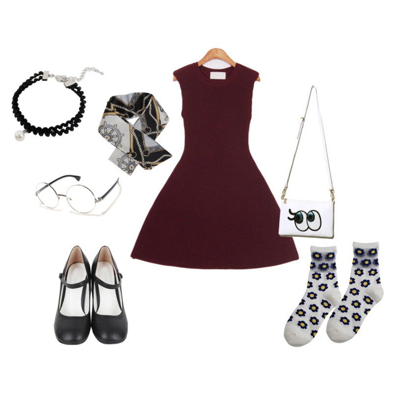 Zemma World 아이리스 (ops),Reine Shes eyes Gleamed Bag,AIN mary janes dancing shoes (2 colors)등을 매치한 코디