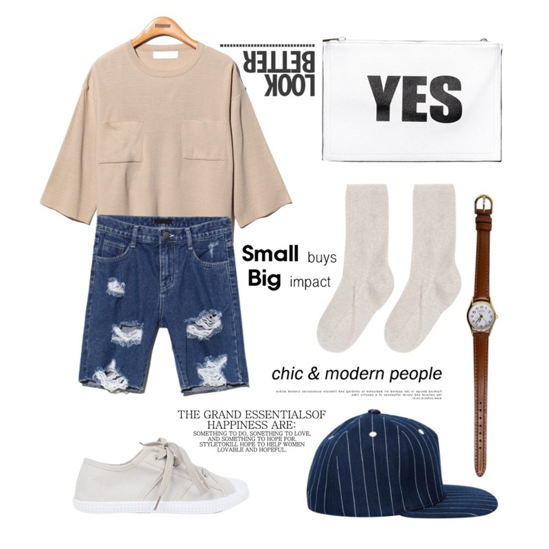 Reine I Say Yes Bag,Reine Conjuring Scratch Denim Pants,Reine Hush Pocket Crop Knit Tee 등을 매치한 코디