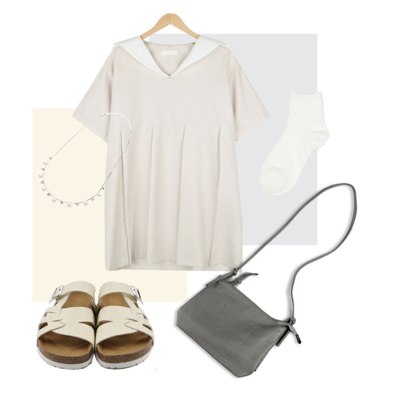 Mono,Grey,AIN sailor basic pleats ops (3 colors)등을 매치한 코디