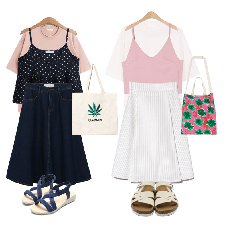 AIN simple line bustier (2 colors),biznshoe Half neck soft top (2color),TODAY ME [tee]크로이 포켓티등을 매치한 코디