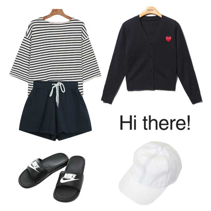 Player 나이키 베나시 JDI 검흰 (BENASSI JDI BLACK / WHITE),daily monday Stripe unbalance slit tee,TODAY ME [set]야미 SET등을 매치한 코디