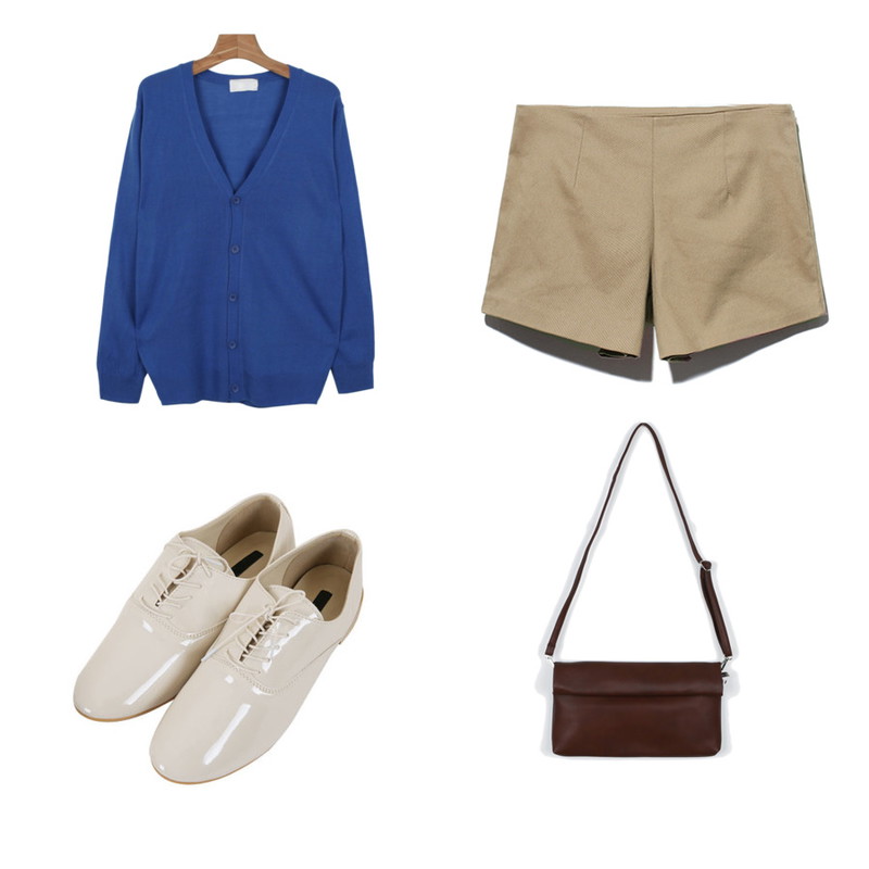 Zemma World 레이페토 (shoes),daily monday Basic mood cardigan,Reine Dation Cotton Short Pants등을 매치한 코디