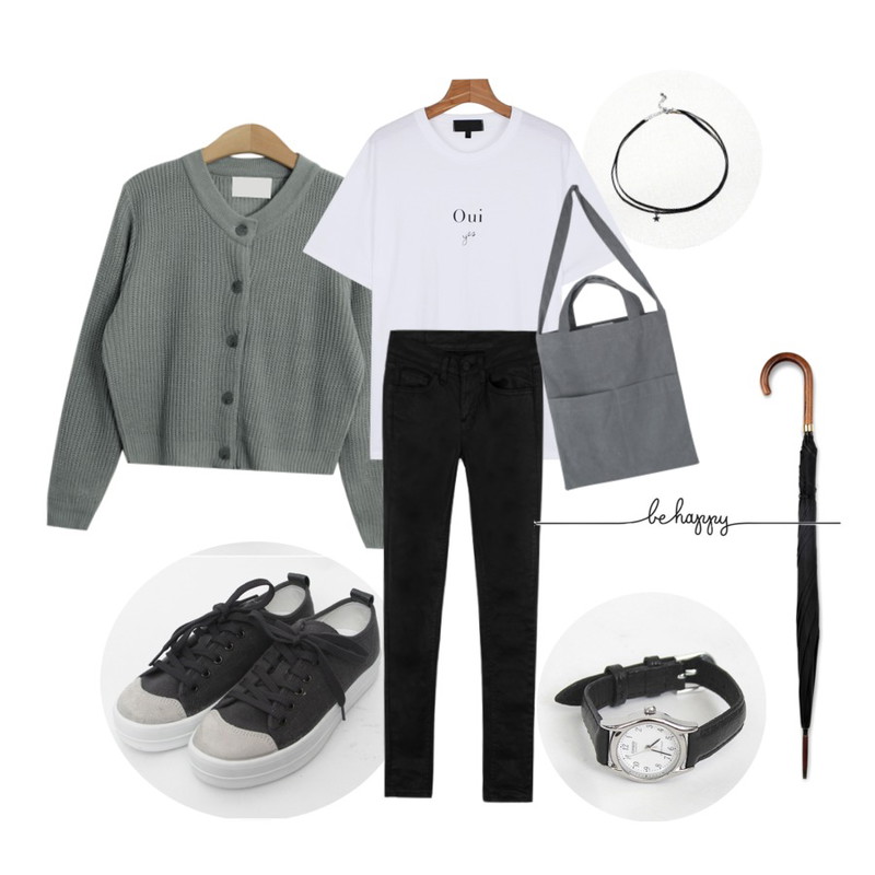 Reine Two Line Star Choker,TODAY ME [shoes]호나 슈즈,TODAY ME [cardigan]마르티나 가디건등을 매치한 코디