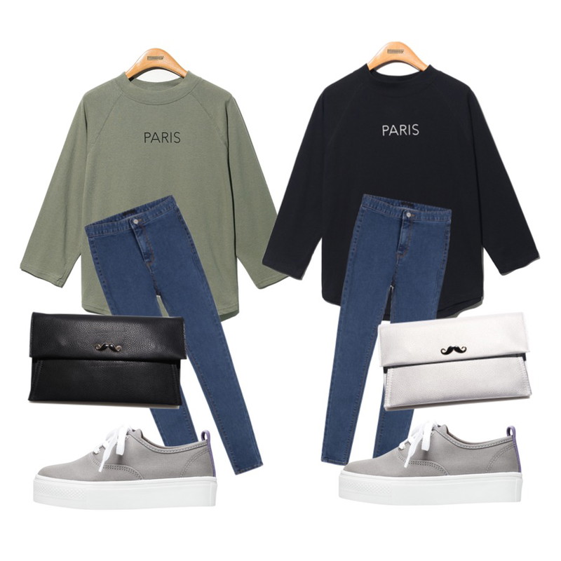 Reine Paris Travel Reglan Tee,Reine Paris Travel Reglan Tee,MIXXMIX 390 데님 팬츠등을 매치한 코디