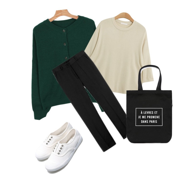 MIXXMIX 베이직 샤니 웜 슬랙스,daily monday Merino wool color cardigan9/15 입고예정,TODAY ME [tee]모나 티등을 매치한 코디