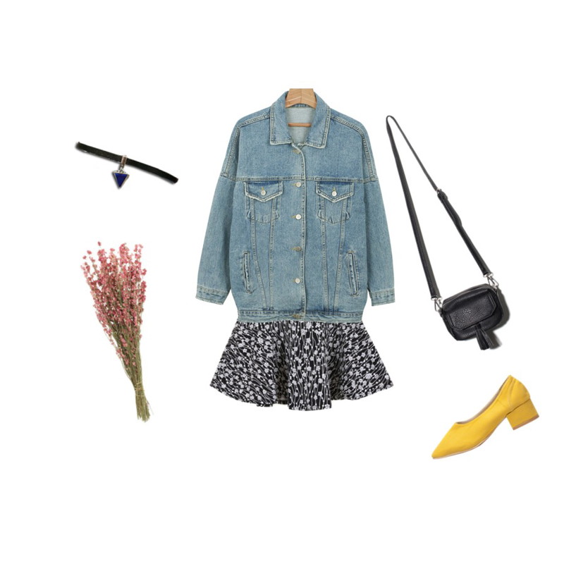daily monday 3Color washing denim jacket,Zemma World 허밍버드 (sk),biznshoe Suede color middle heel (9color)등을 매치한 코디