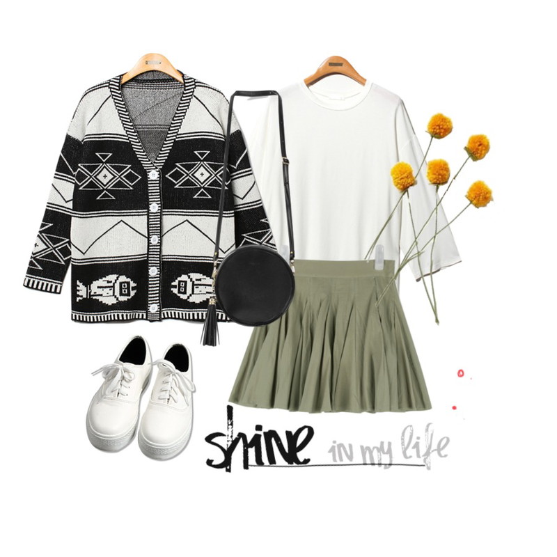 common unique [SHOES] SKIN SHOES,AIN gauze flare skirt (3 colors),Reine Soft Basic Loose Tee등을 매치한 코디